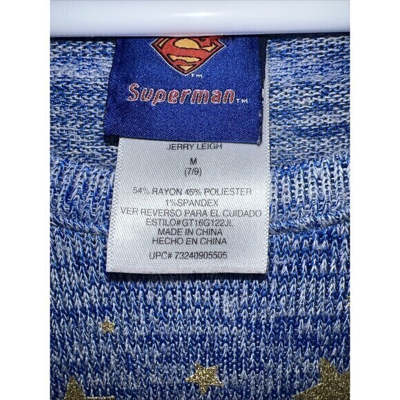 Superman Long Sleeve Sparkly Shirt Size M (7-9) Juniors DC Comics Super Hero‎ - Picture 2 of 6